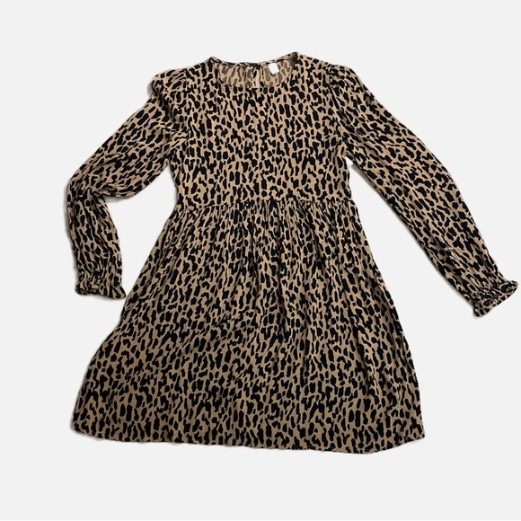 BP Frill Cuff Long Sleeve Dress Tan Dale Dashed Spot Mini Dress Size XXS NWT - Picture 2 of 10